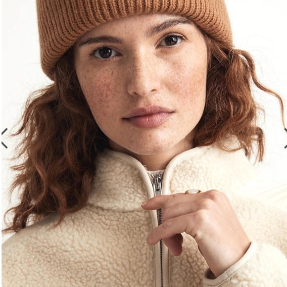 NWT Madewell Faux Shearling Half Zip Pullover in cream size small - Picture 2 of 7